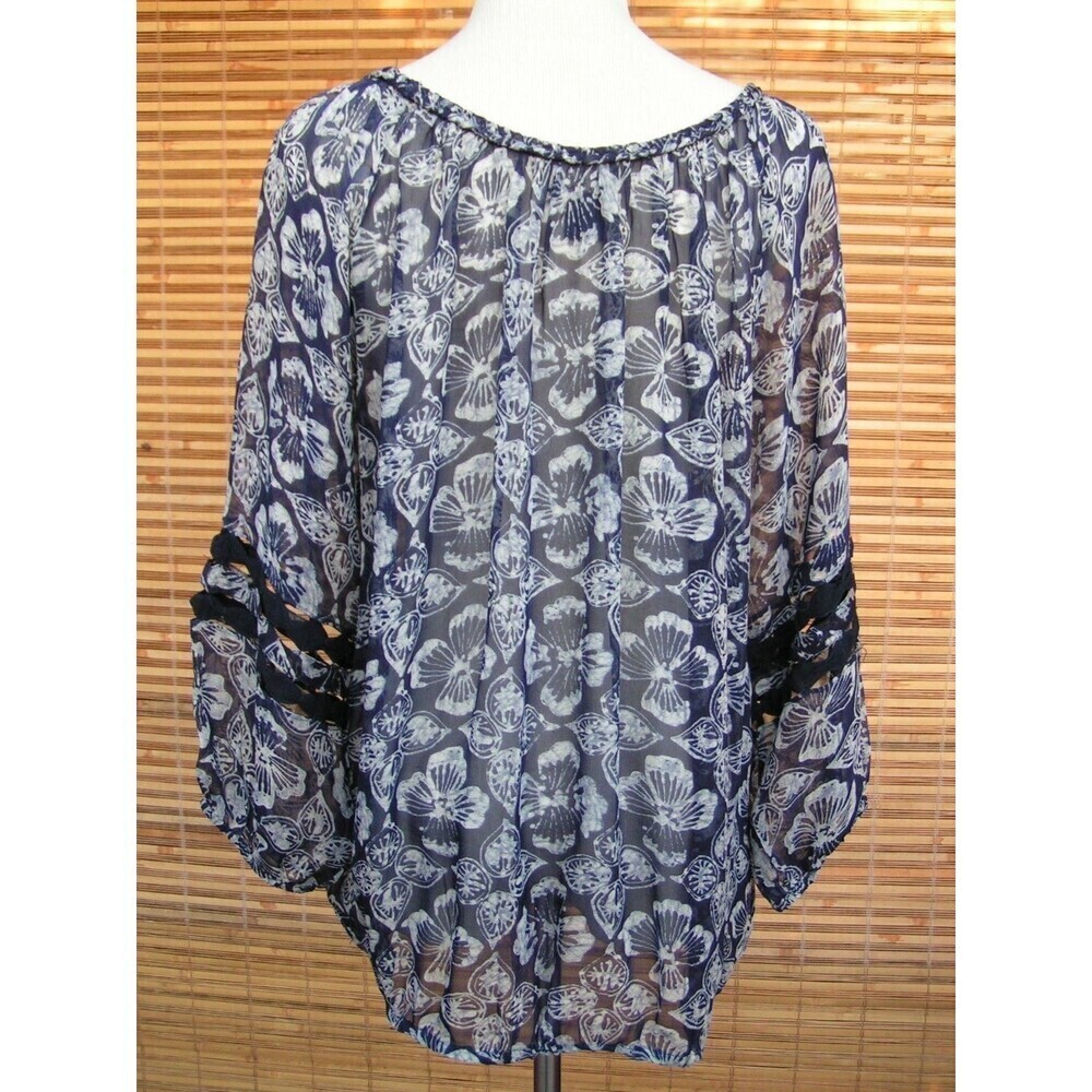 LUCKY BRAND 100% Rayon Floral Print Elastic Hem Peasant Blouse SM EXCELLENT!! - Picture 6 of 7